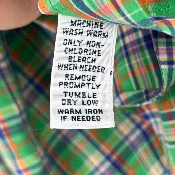 Ralph Lauren Custom Fit Plaid Shirt XL Pink Green Blue Pony Logo Classic Preppy - Picture 5 of 9